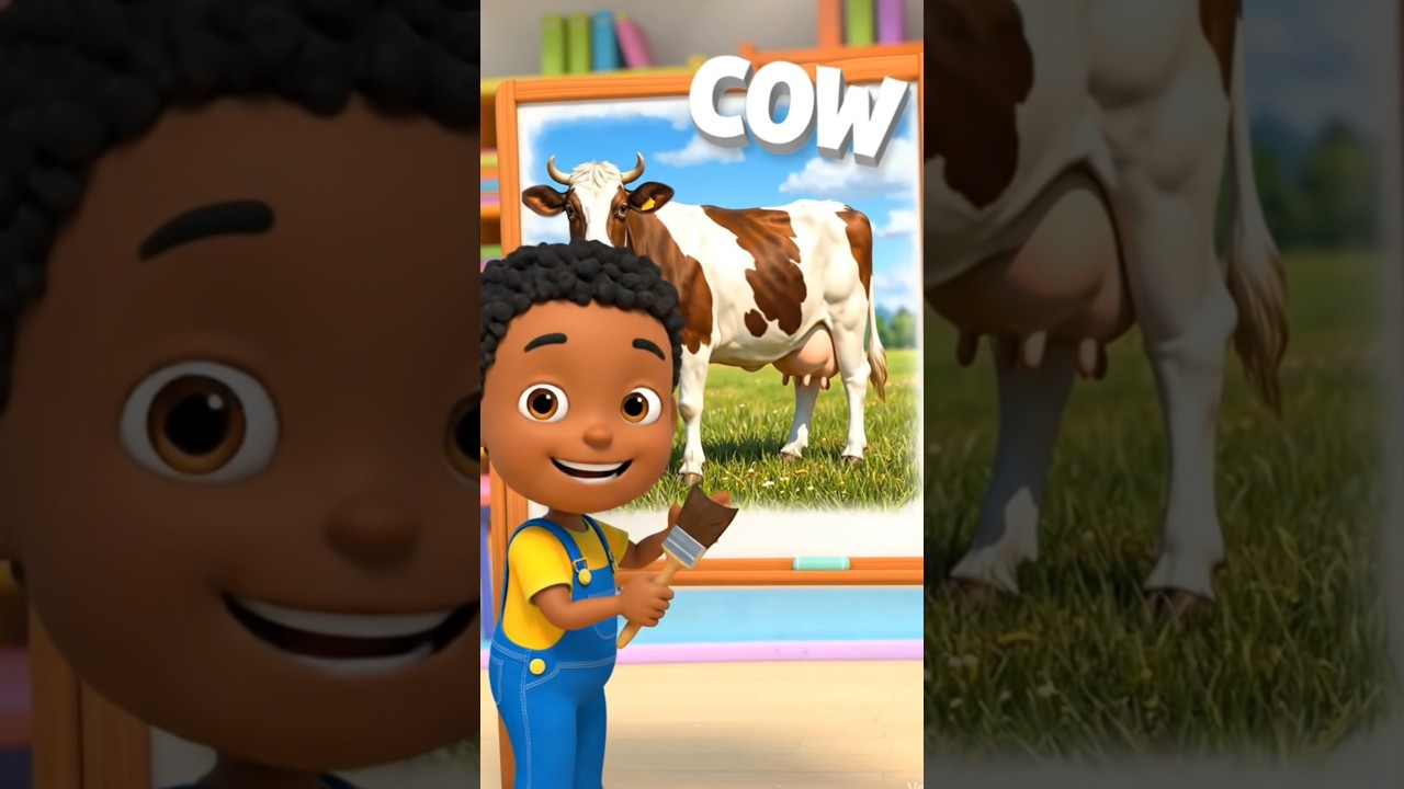 Cow Sheep Goat Painting 🎨 | Farm Animals Sounds for Kids | Learning Short
