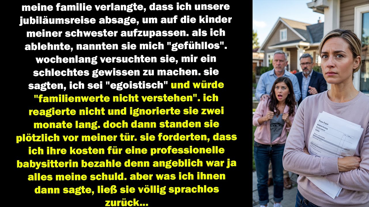 sie wollten dass ich meine reise absage, um babysitter zu spielen ich sagte etwas, das sie zerstörte