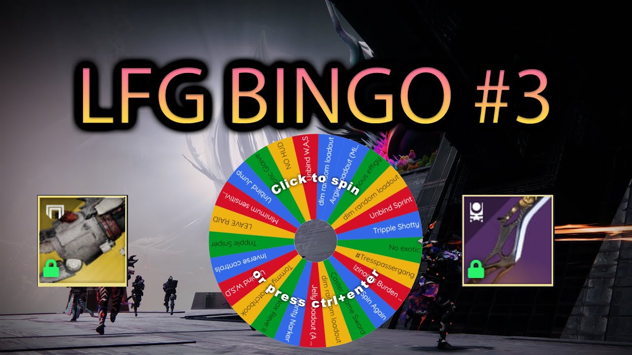 Playing Bingo in LFG Raids #3 Wheel Edition - Destiny 2