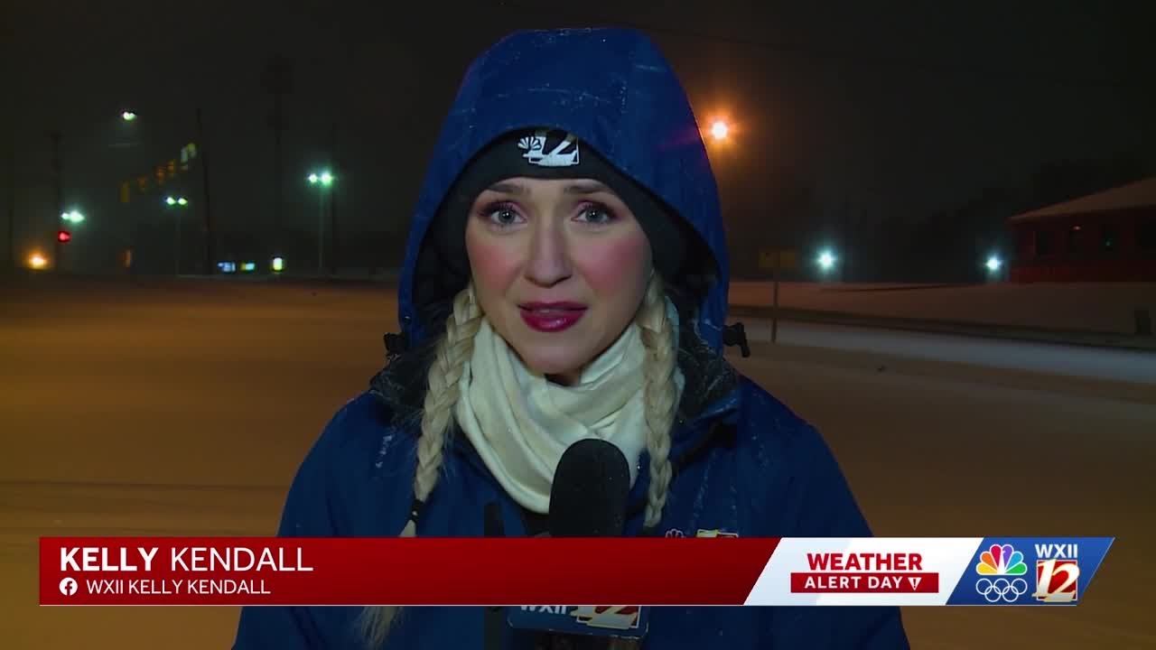WXII's 12's Kelly Kendall reminds you to stay off the roads as conditions worsen in Forsyth Count...