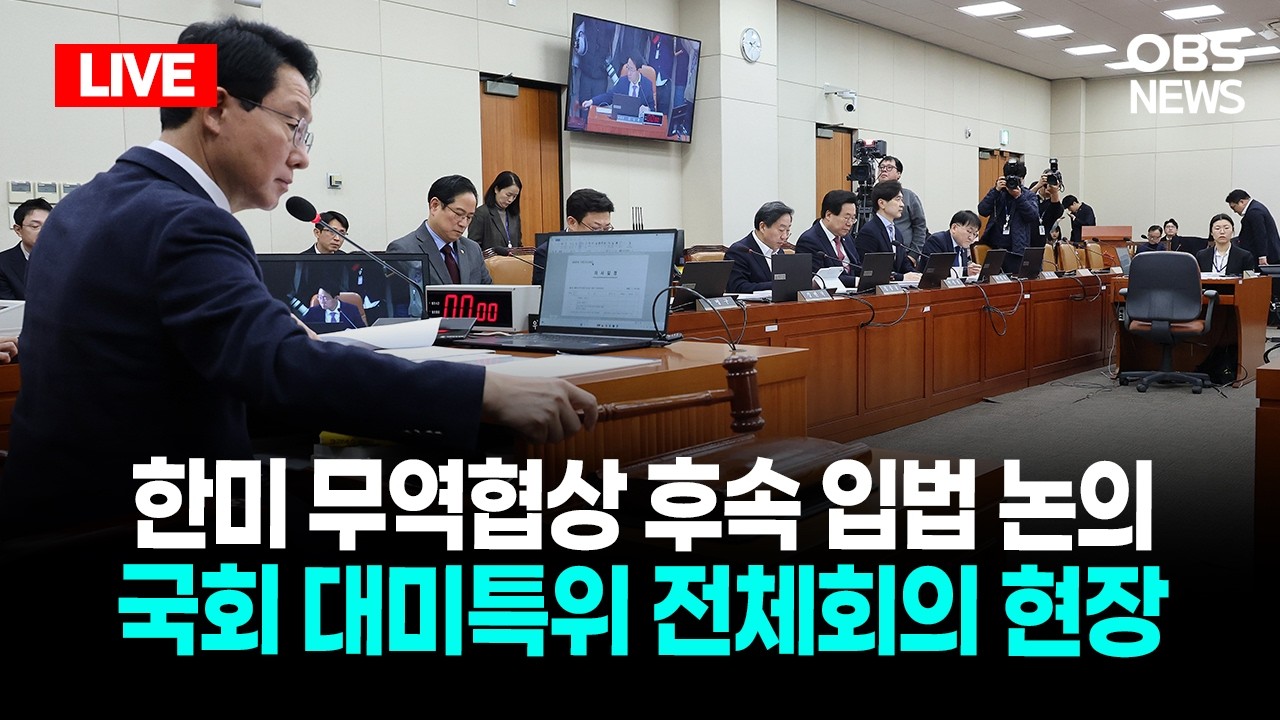 🔴[LIVE로 몰아보기] 한미 무역협상 후속 입법 논의 국회 대미특위 전체회의 현장 / OBS