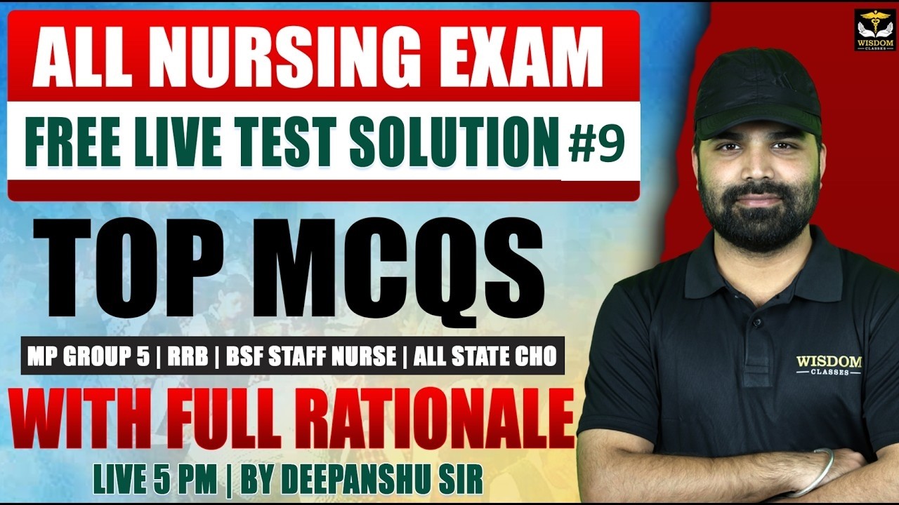 ALL NURSING FREE LIVE TEST SOLUTION #10 | MP GROUP 5 | HSSC | BSF | ALL STATE CHO | BY DEEPANSHU SIR