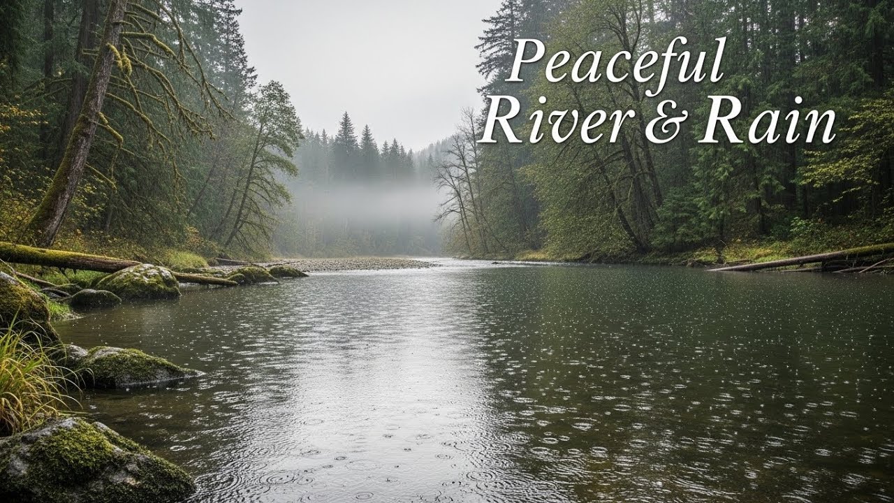 Relaxing Steady Rainfall with River Soundscape for Meditation, Sleep, and Relaxation