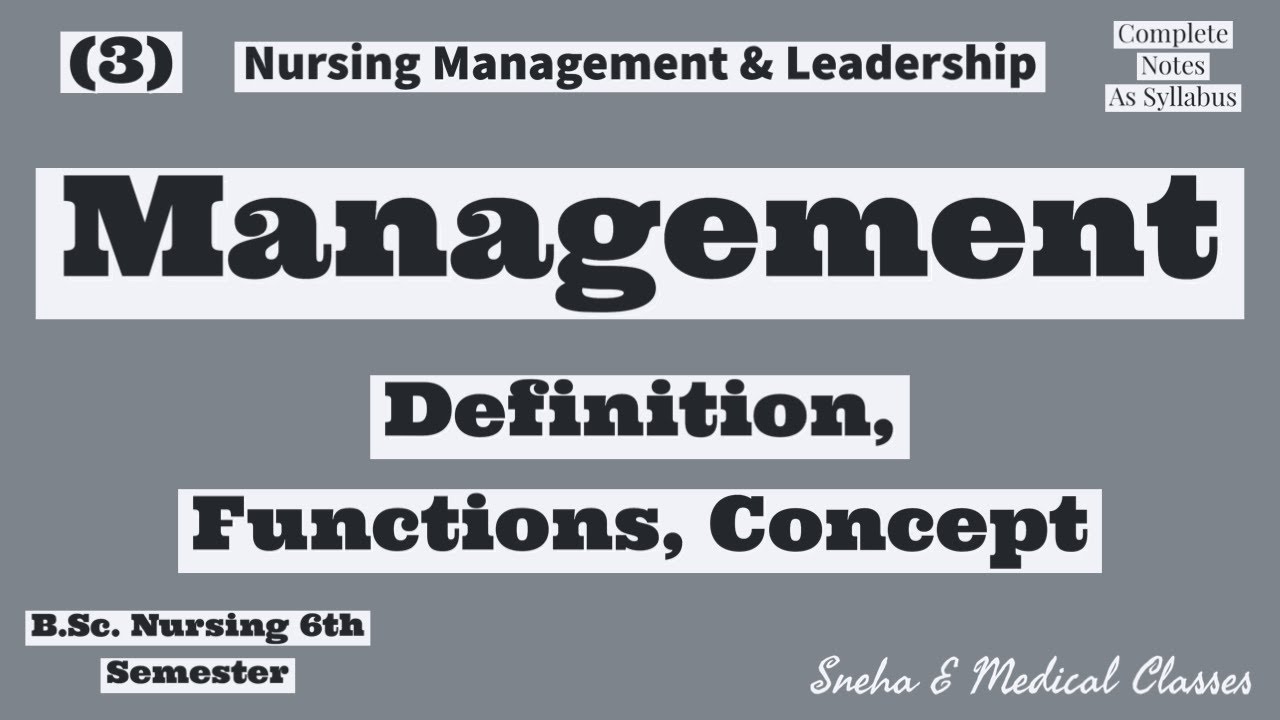 Management !! Definition, Functions, Concept !! Hindi !! Nursing !!