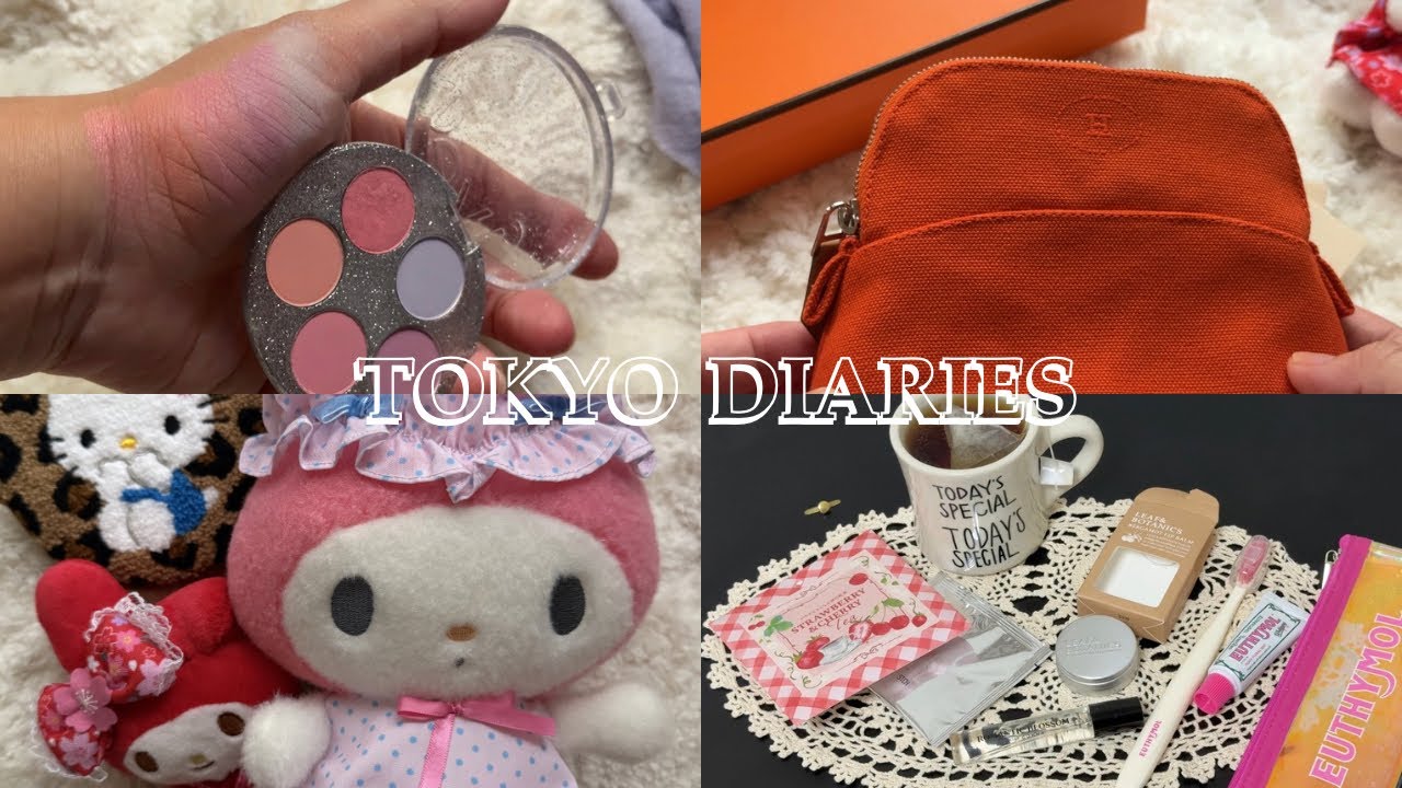 JAPAN TRAVEL DIARIES | ep. 44 unboxing haul 🎀fwee DIY Palette | Hermès makeup pouch | Natural Lawson