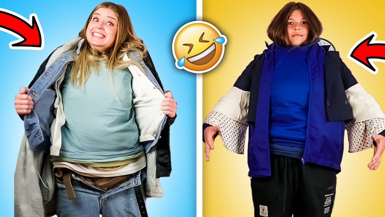 تحدي مين يلبس ملابس اكتر 😂نزلت على الشارع ارقص 😂😂