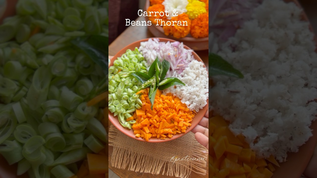 Beans and Carrot Thoran 🌼#beansthoran #carrotthoran #naadanrecipe #vishurecipes