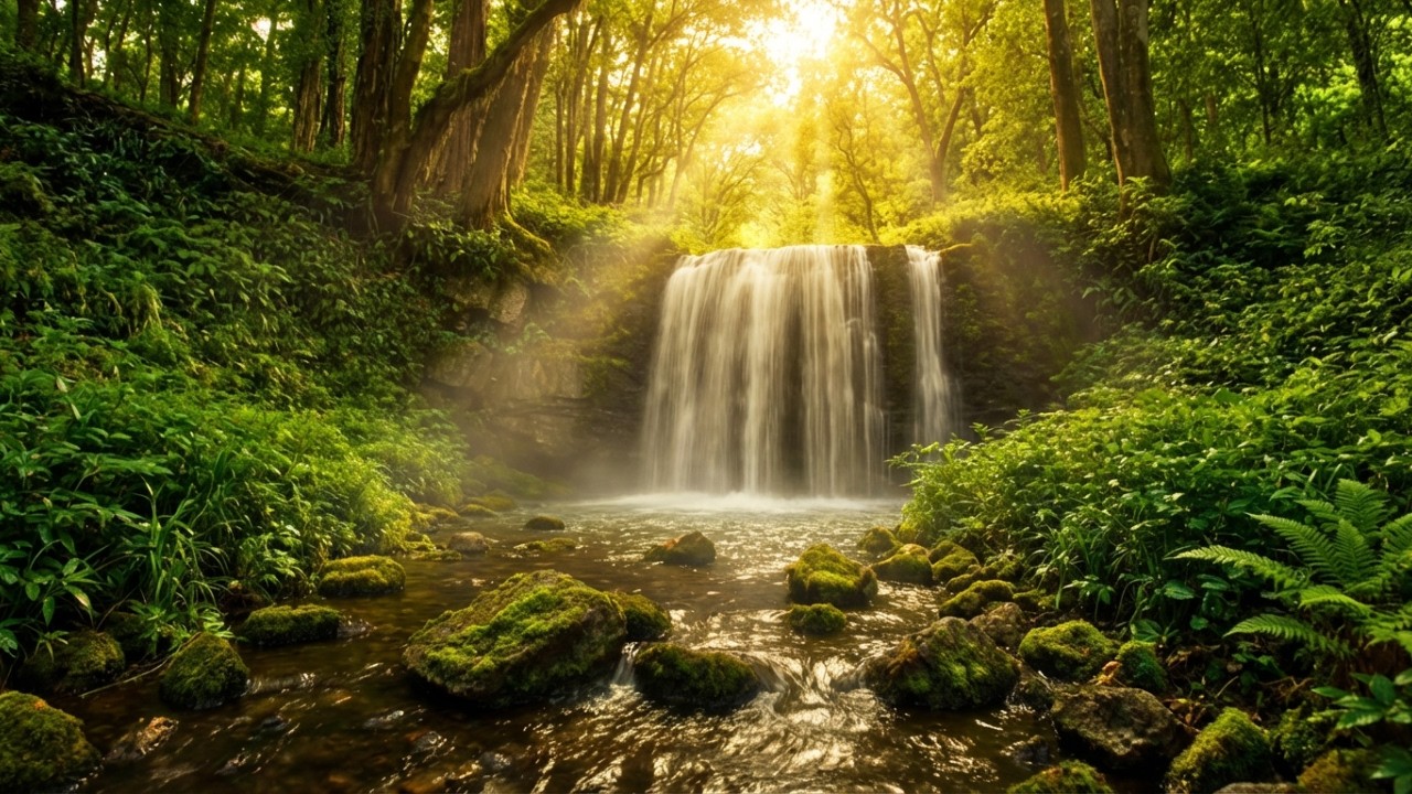 Peaceful Sleep Music Beneath Moonlit Waterfall for Calm Heart and Restful Dreams 🌙💧