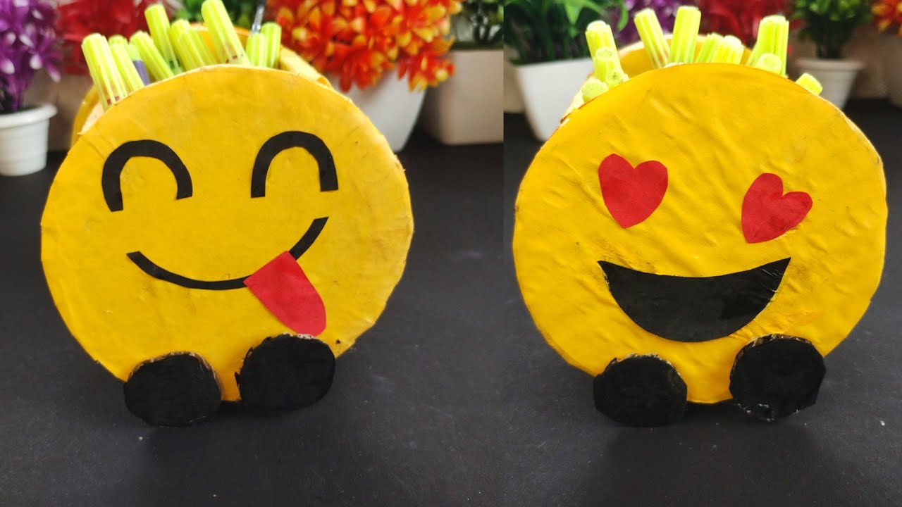 🤩 Cute Emoji Pencil Holder | Best Out of Waste
