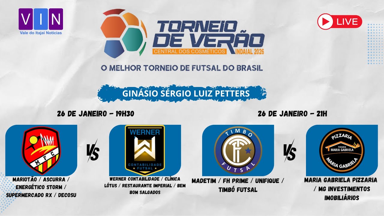 AO VIVO | Quartas de Final | 10ª Rodada – 39º Torneio de Verão de Indaial Central dos Cosméticos