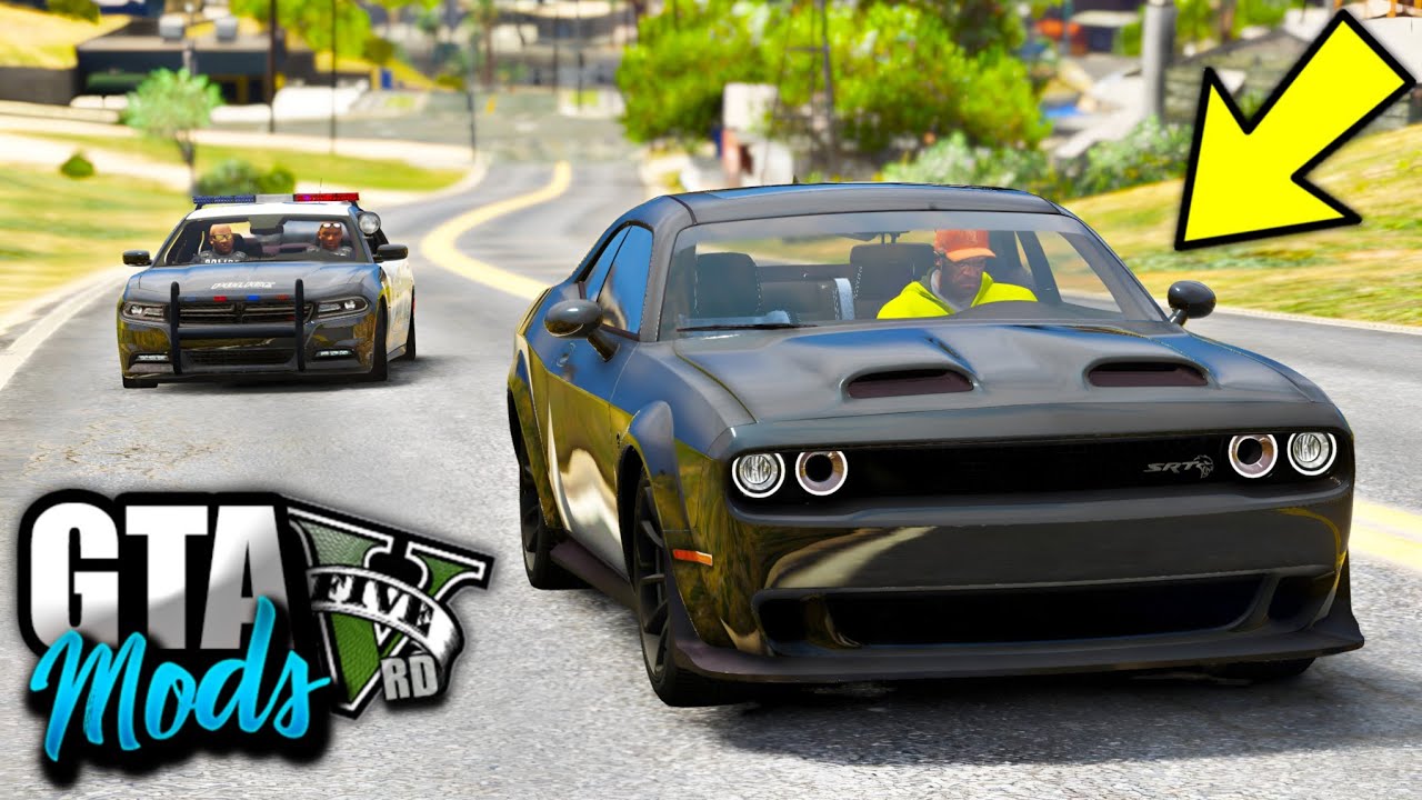 GTA 5 MODS - FUGA INSANA DA POLICIA COM O NOVO DODGE DO RENATO GARCIA! ( INCRÍVEL )