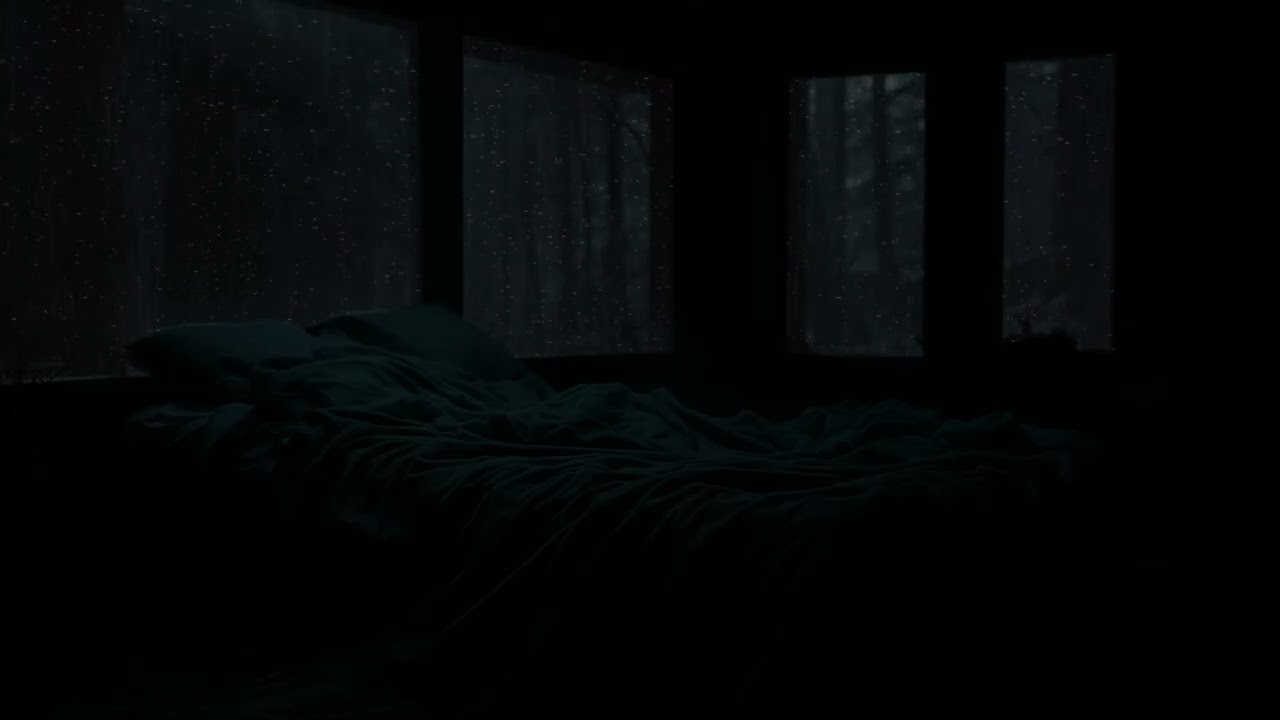 Night Rainstorm Black Screen (No Ads) | Anxiety Relief and Better Sleep