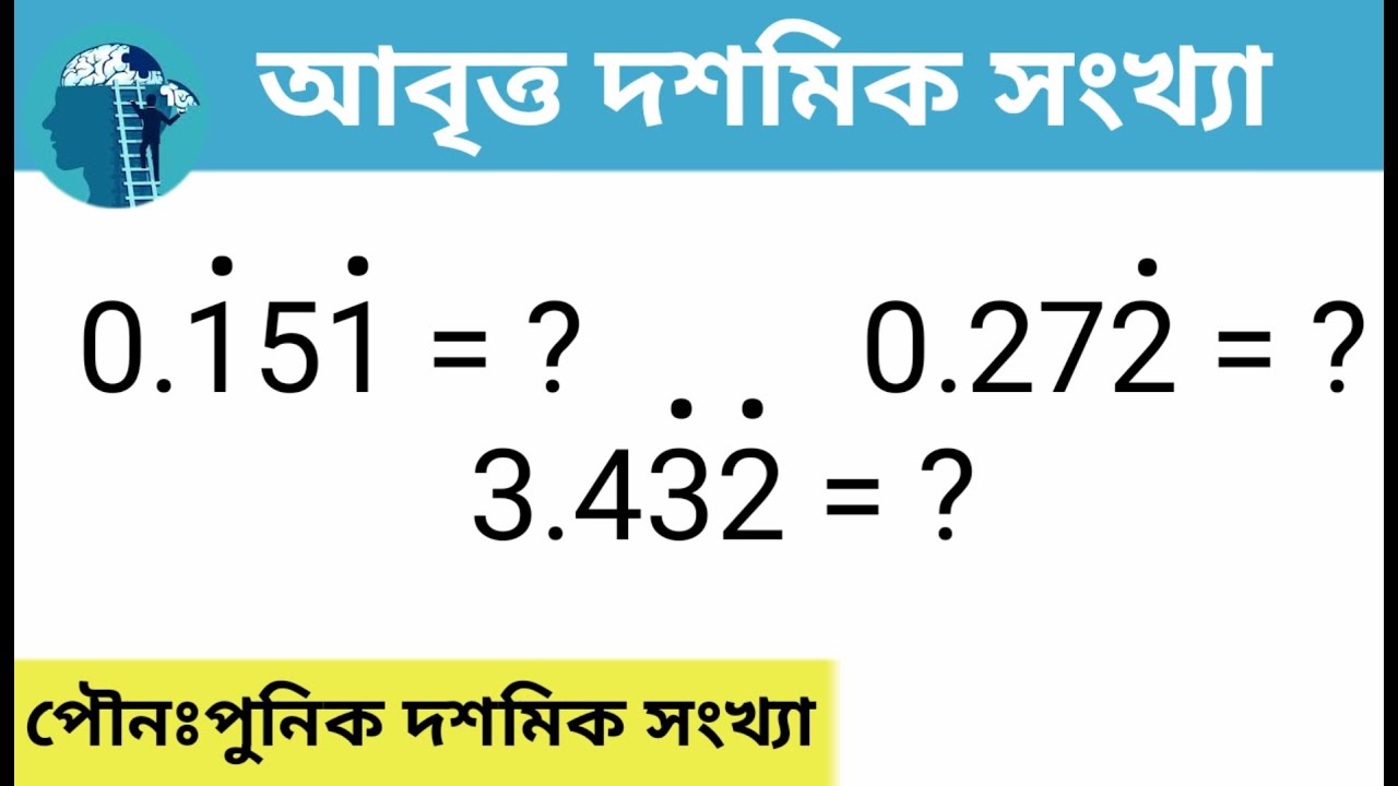 আবৃত্ত দশমিক সংখ্যা ।। আবৃত্ত দশমিক সংখ্যা থেকে ভগ্নাংশ ।। পৌনঃপুনিক দশমিক ।। recurring decimal