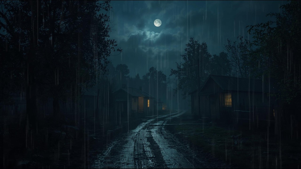 Rainy Night Rural Village | Sleep, Relaxation & Quiet Night Ambience
