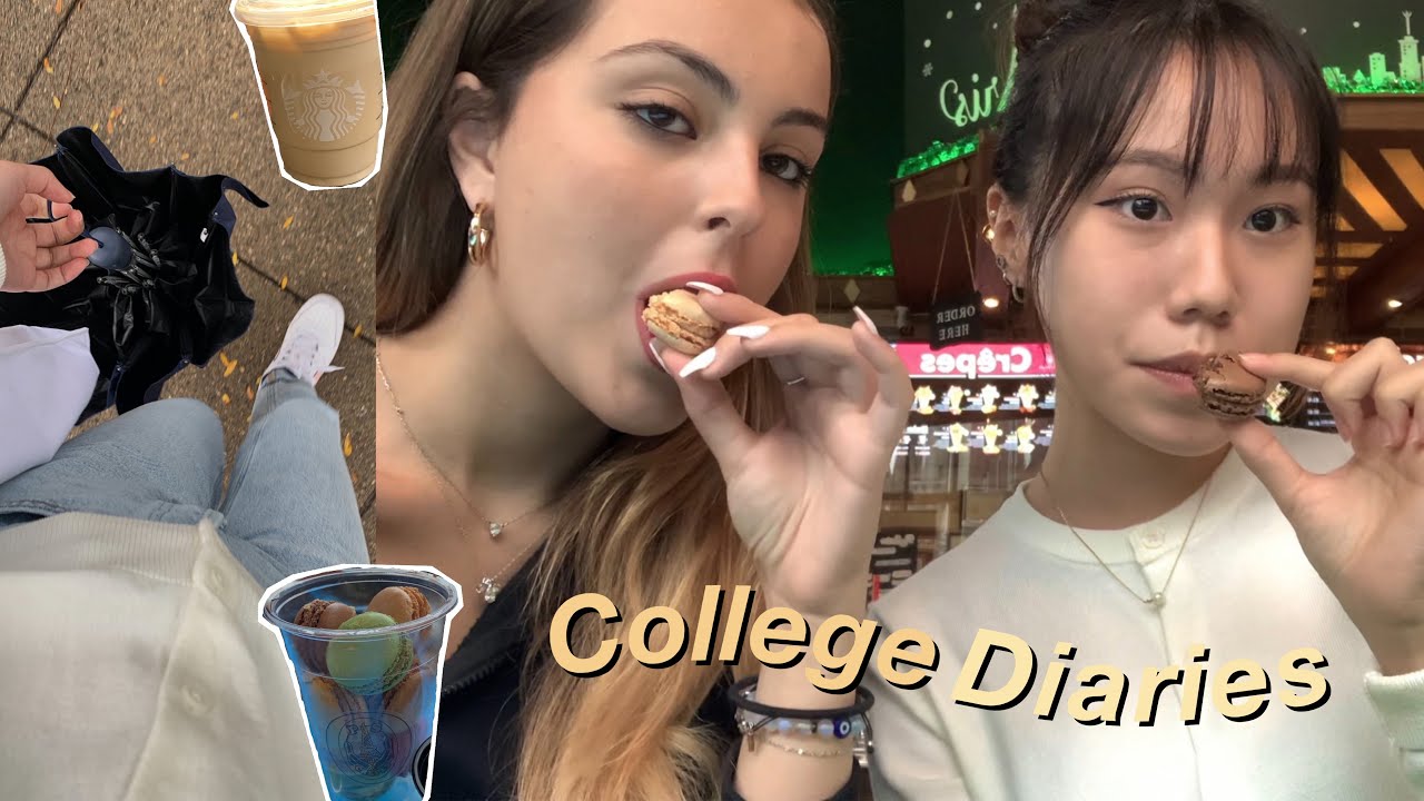 vlog 폭우 뚫고 수업 가는 미국 대학생 브이로그 ...☔️: 커피 데이트, 마카롱, uiuc 공대 도서관