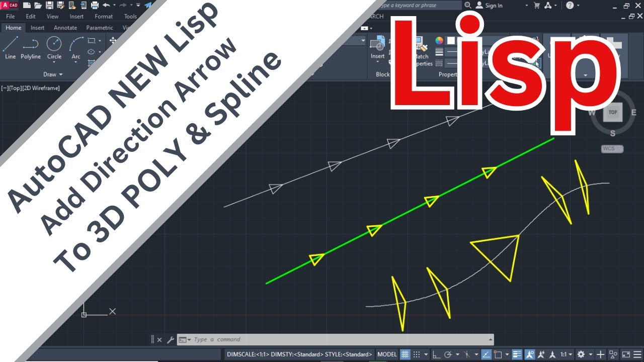 New CAD LISP Tutorial: Add Directional Flow Arrows to 3D Polylines & Spline