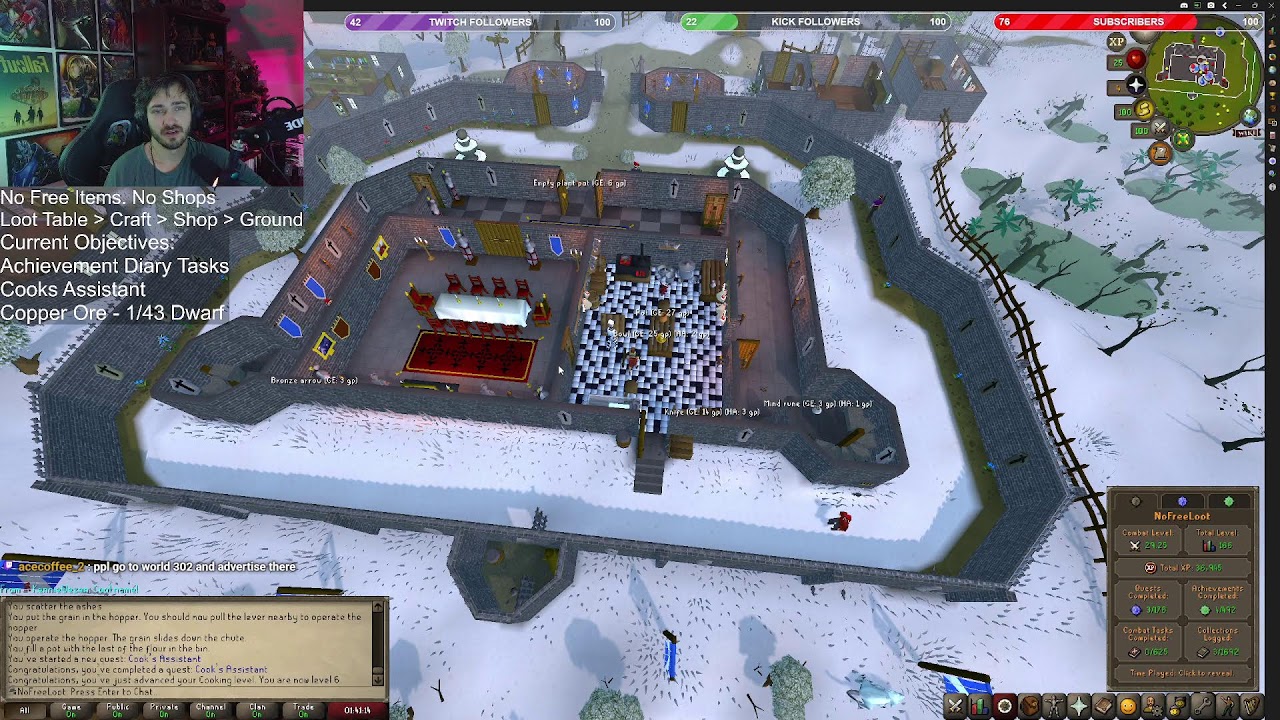 Day 2 Drop Locked Ironman. Trying to "beat" RuneScape with no NPC Shops