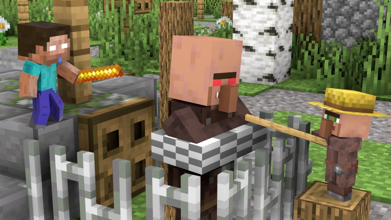 Baby Villager and Baby Herobrine - Minecraft Animation