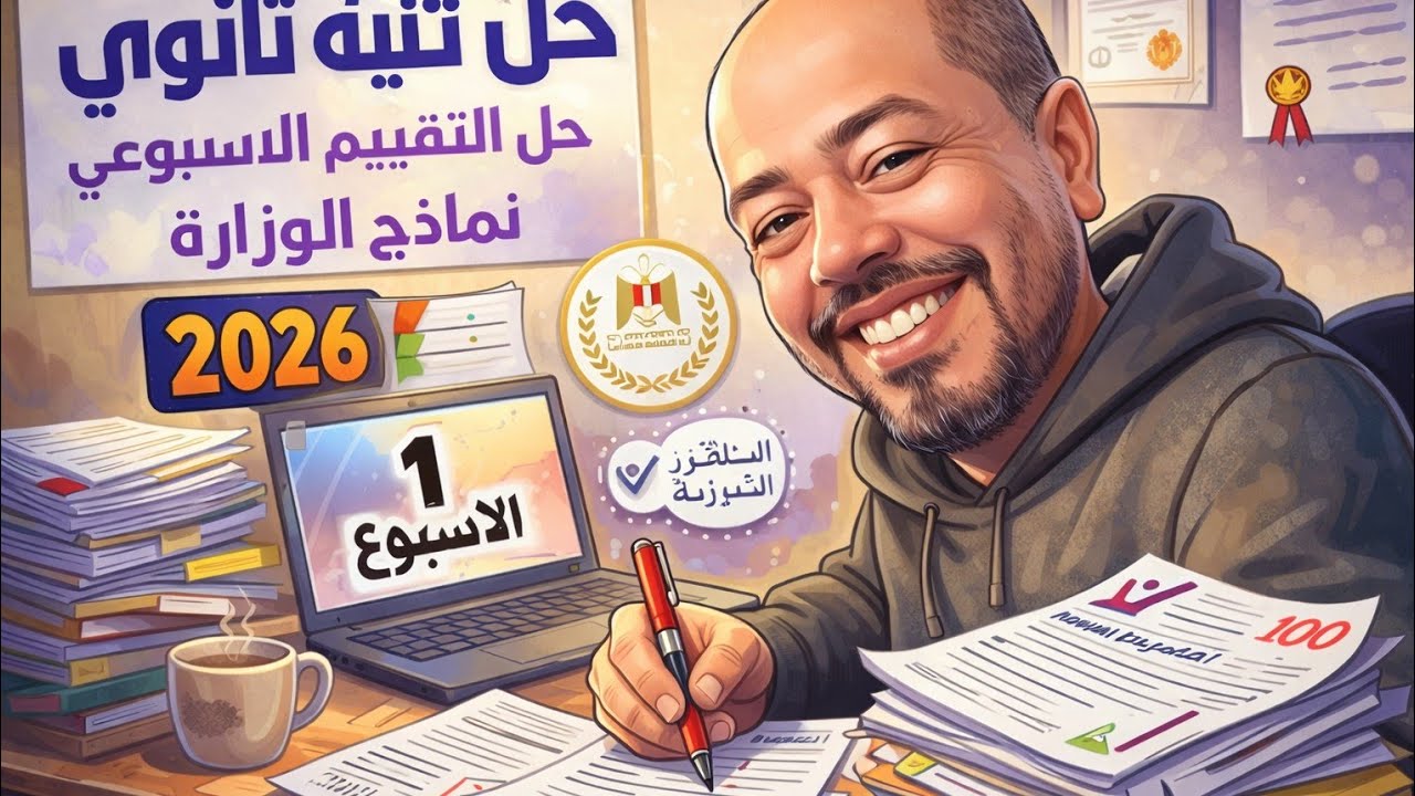 شرح وحل تقييمات الوزارة الاسبوع الأول (1) انجليزي تانيه ثانوي ترم ثاني 2026