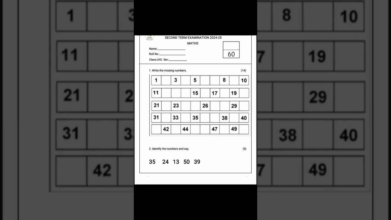 LKG Second Term Maths Question Paper 2024-25| Aziyan's World|