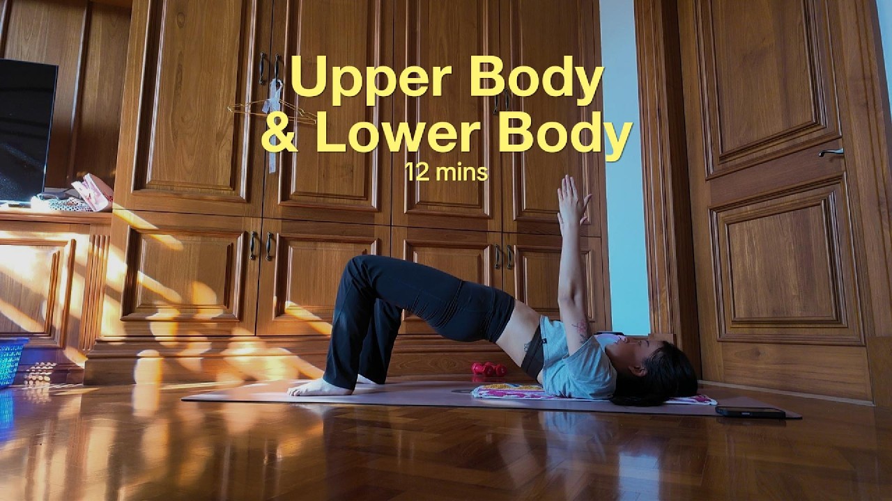 12 Mins Upper Body & Lower Body + Warm Up (Light Dumbbells)