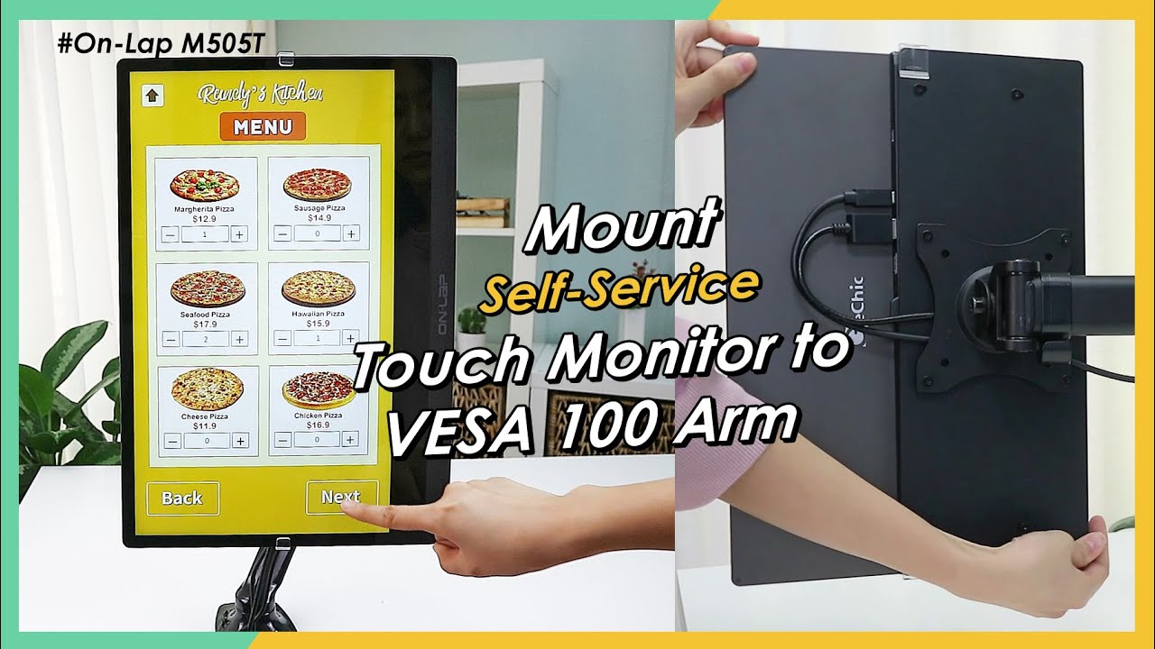 DIY Self-Ordering Kiosk with 15.6-inch Touch Monitor Mounted to VESA 100 Arm On-Lap M505T｜GeChic