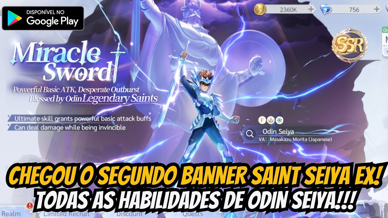 ⭐SAINT SEIYA EX 2º BANNER DO JOGO ODIN SEIYA! ANALISANDO AS HABILIDADES DO NOVO PERSONAGEM!!!⭐