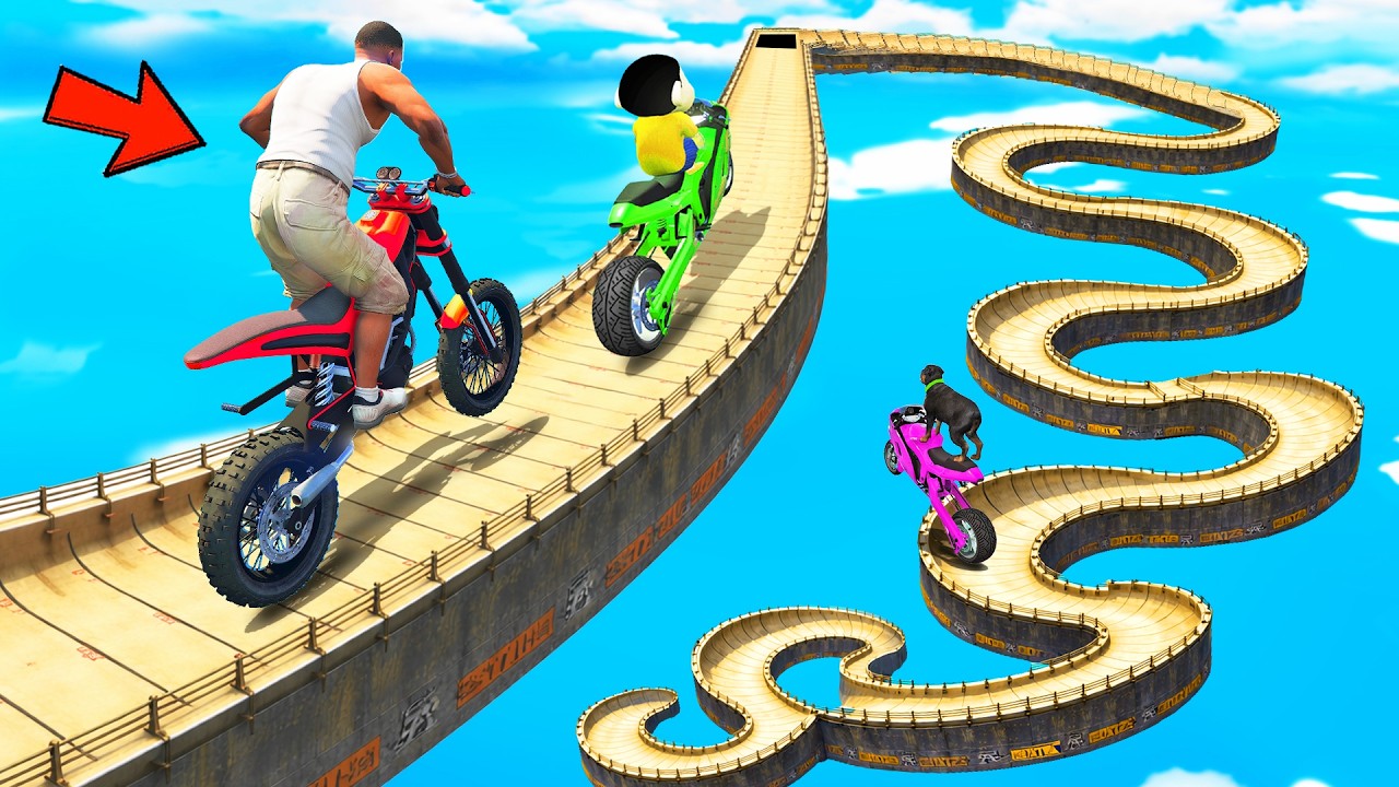 SHINCHAN AND FRANKLIN TRIED THE IMPOSSIBLE GIANT CURVY MEGA RAMP PARKOUR CHALLENGE GTA 5