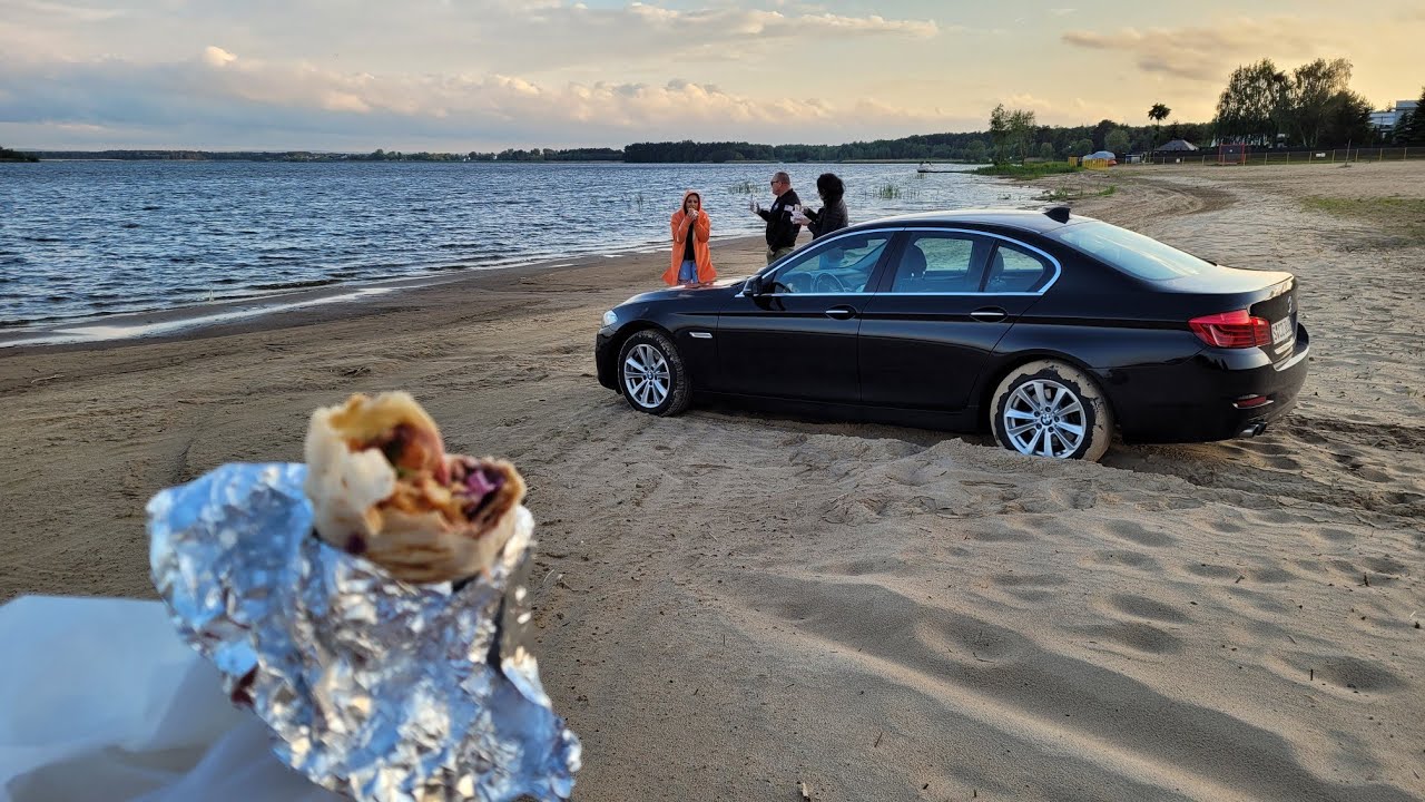 Wyjedzie? Kebab na plaży - BMW 5 f10  520d / Domani&oacute;w zalew plaża