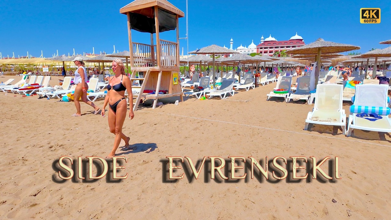 SIDE EVRENSEKI ⚓️ ALL HOTELS All inclusive 4K BEACH & PROMENADE Walking tour T&Uuml;RKIYE #side #turkey