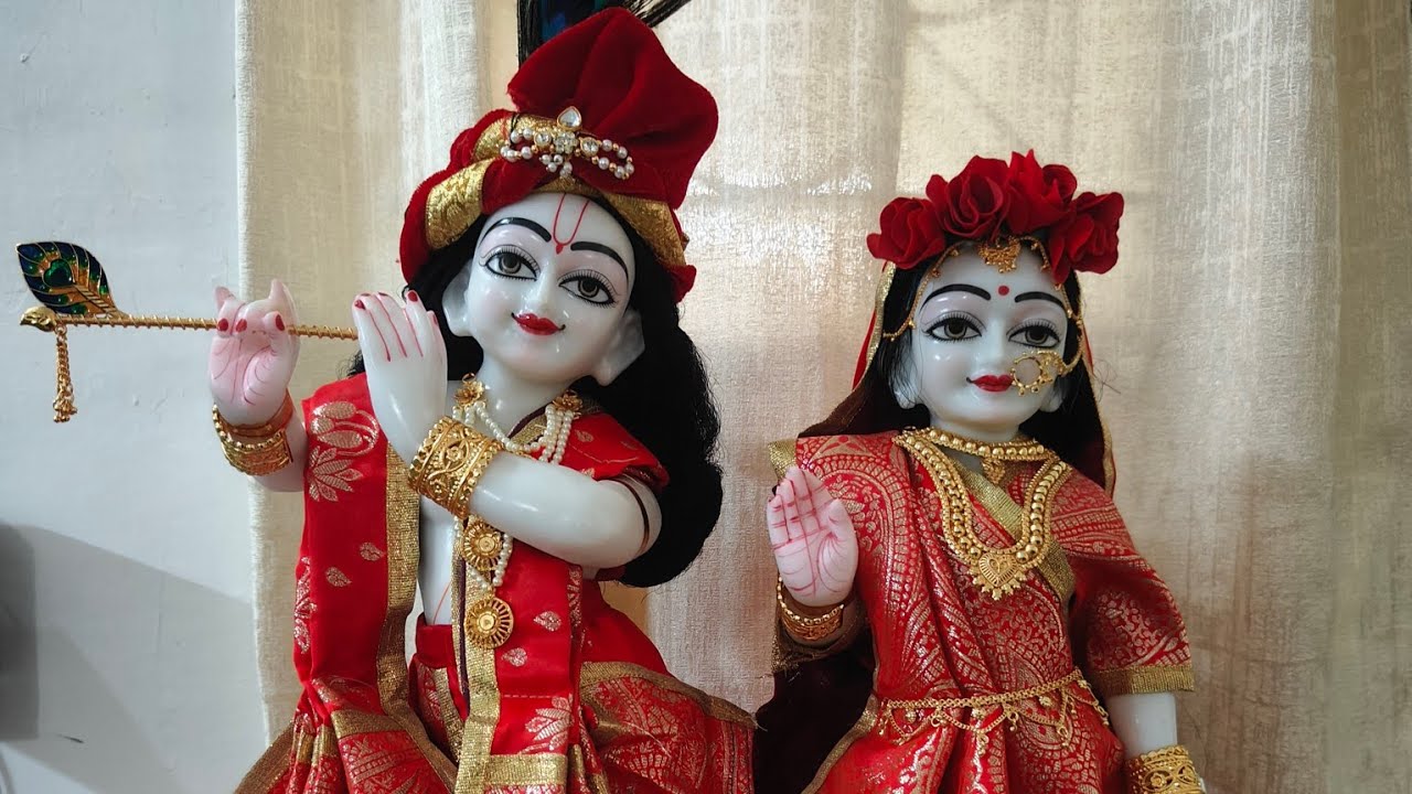 My daily Puja rituals / New setup for my Radha Krishna 🙏🏻 Dust marble idols