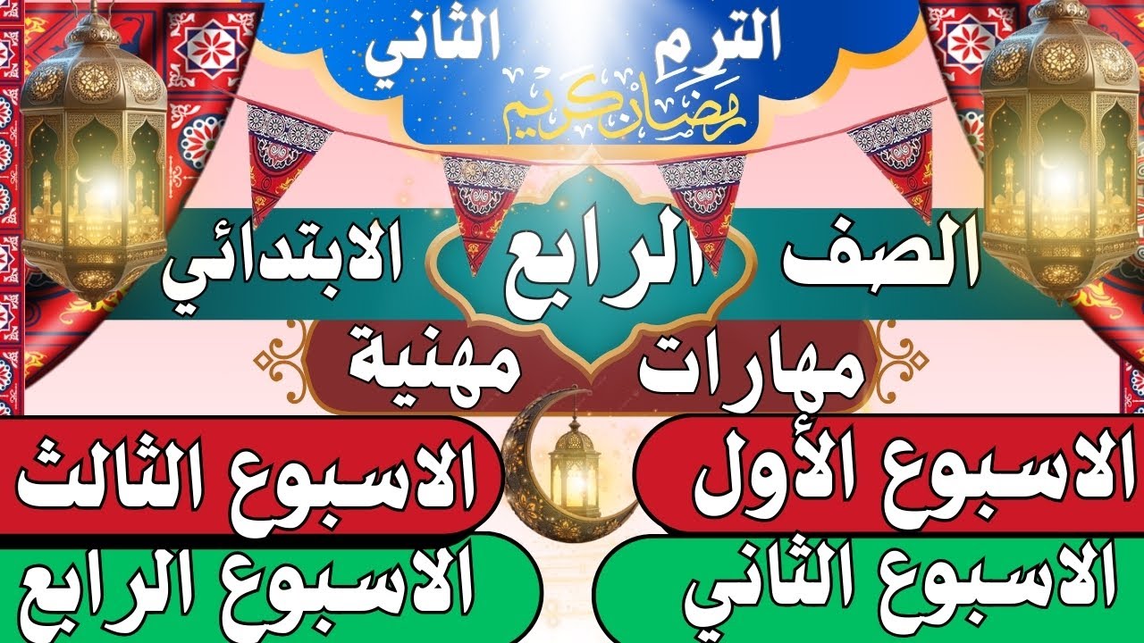 حل تقييم الاسبوع الاول والثاني والثالث والرابع مهارات مهنية رابعة ابتدائي ترم ثاني 2025