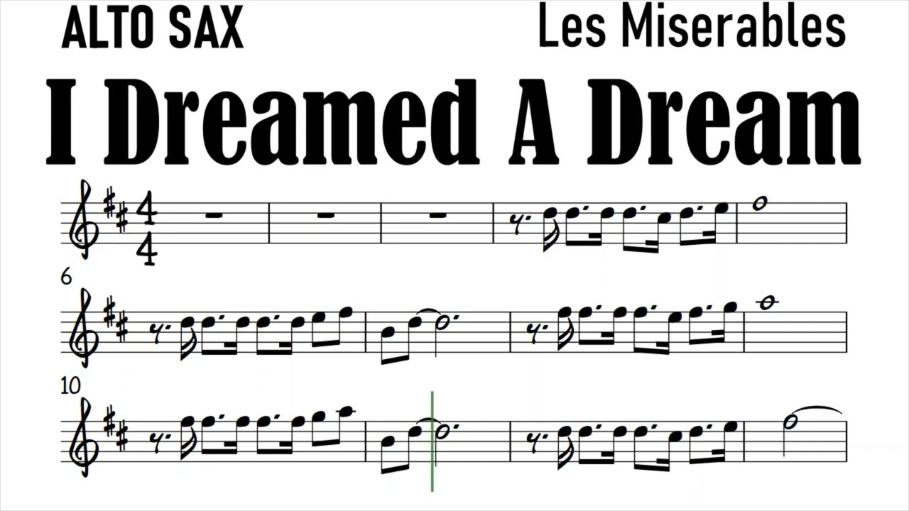 I Dreamed a Dream Alto Sax Sheet Music Backing Track Play Along Partitura