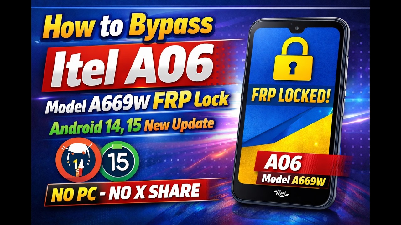 How to bypass itel A06 model A669w frp lock android 14/15 new method 2025 full video