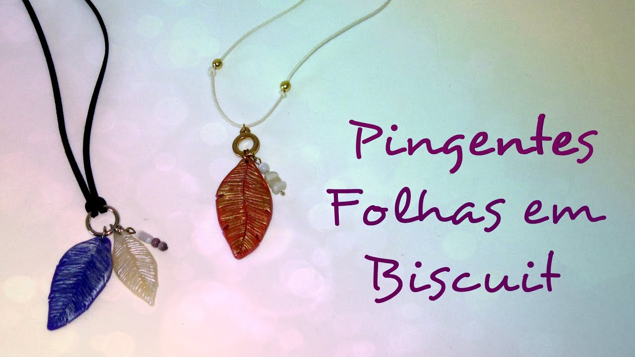 Como fazer Pingente de Folha em Biscuit - DIY Leaf Pendant