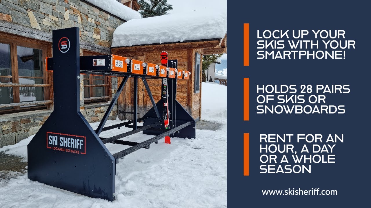 BEST SKI LOCK! A lockable Ski and Snowboard rack you control with your smartphone. Fast & easy.