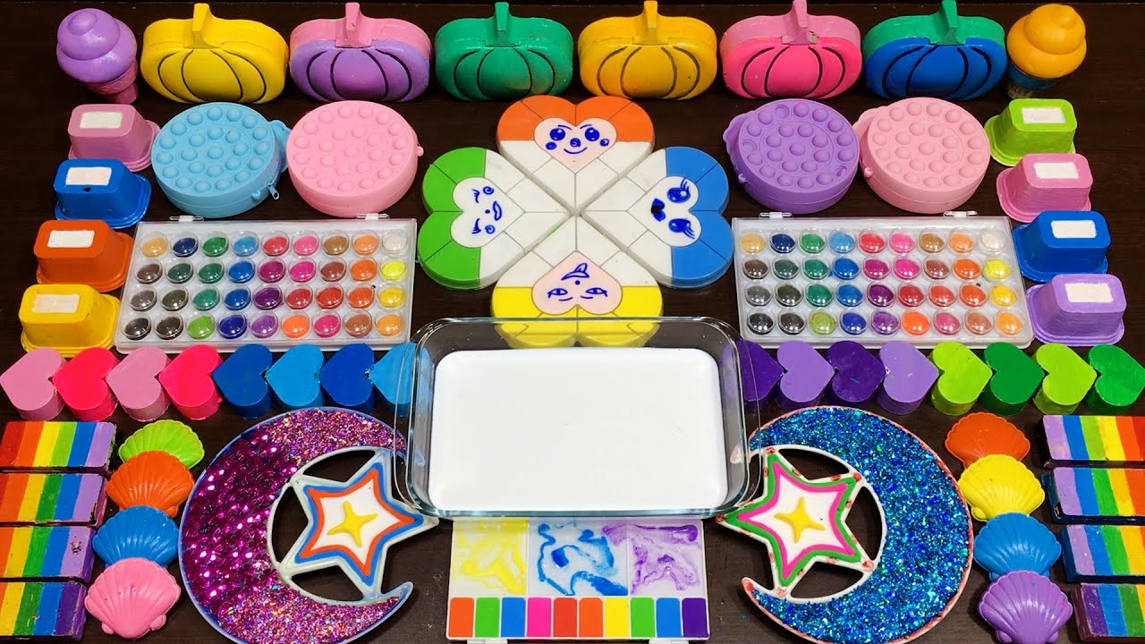 Colorful Galaxy Slime Setup &ndash; Mixing Rainbow and Glitter Slime in a Perfect Symmetry Layout #1707
