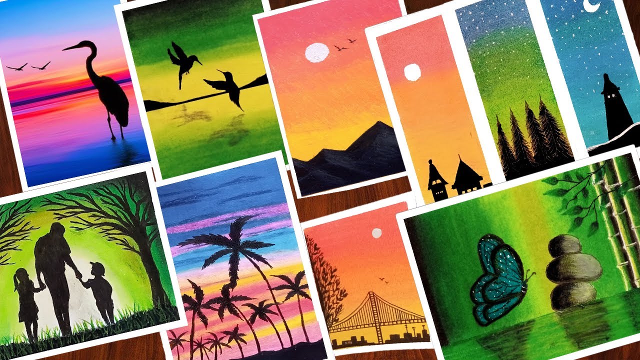 10 EASY OIL PASTEL DRAWING  IDEAS - EASY PAINTING IDEAS