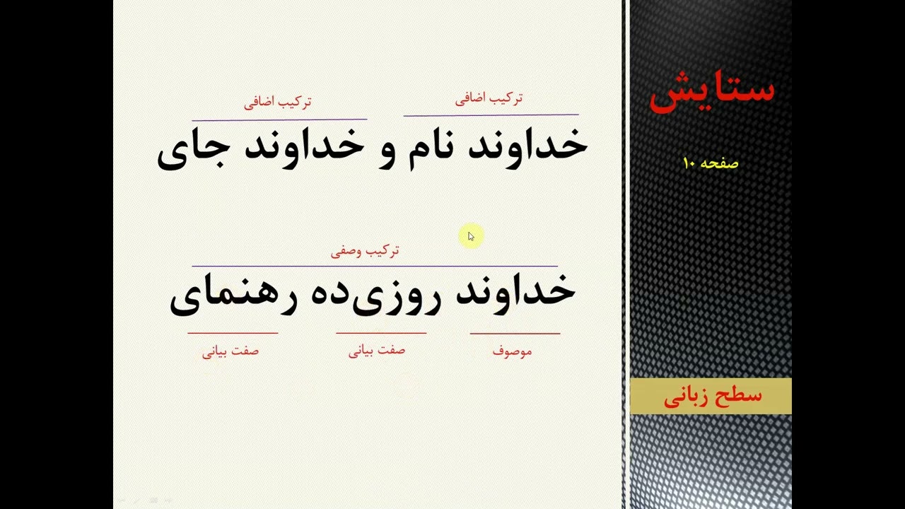 فارسی نهم _ ستایش (به نام خداوند جان و خرد)