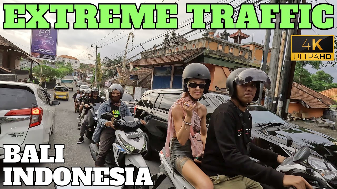 EXTREME TRAFFIC IN KUTA BALI INDONESIA - JI SUNSET ROAD TO TANAH LOT TEMPLE - 4K - 2024