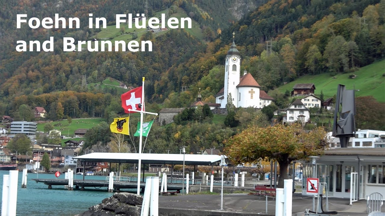 Foehn wind in Fl&uuml;elen and Brunnen, Lake Lucerne, Switzerland
