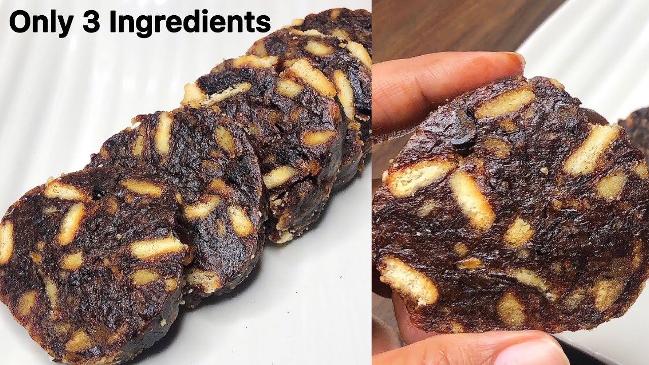 Only 3 Ingredients Dates Biscuit Roll Recipe | Dates Roll Recipe