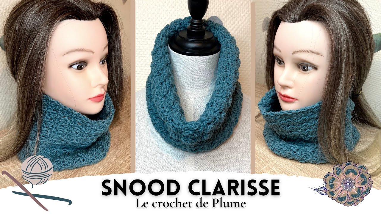 Comment faire un Col Snood au crochet - Mod&egrave;le Clarisse - Tutoriel facile et rapide - Pas &agrave; pas
