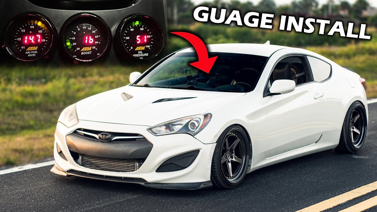 INSTALLING AEM BOOST GUAGE + OIL PRESSURE GUAGE + AFR GUAGE ON MY GENESIS COUPE 2.0T