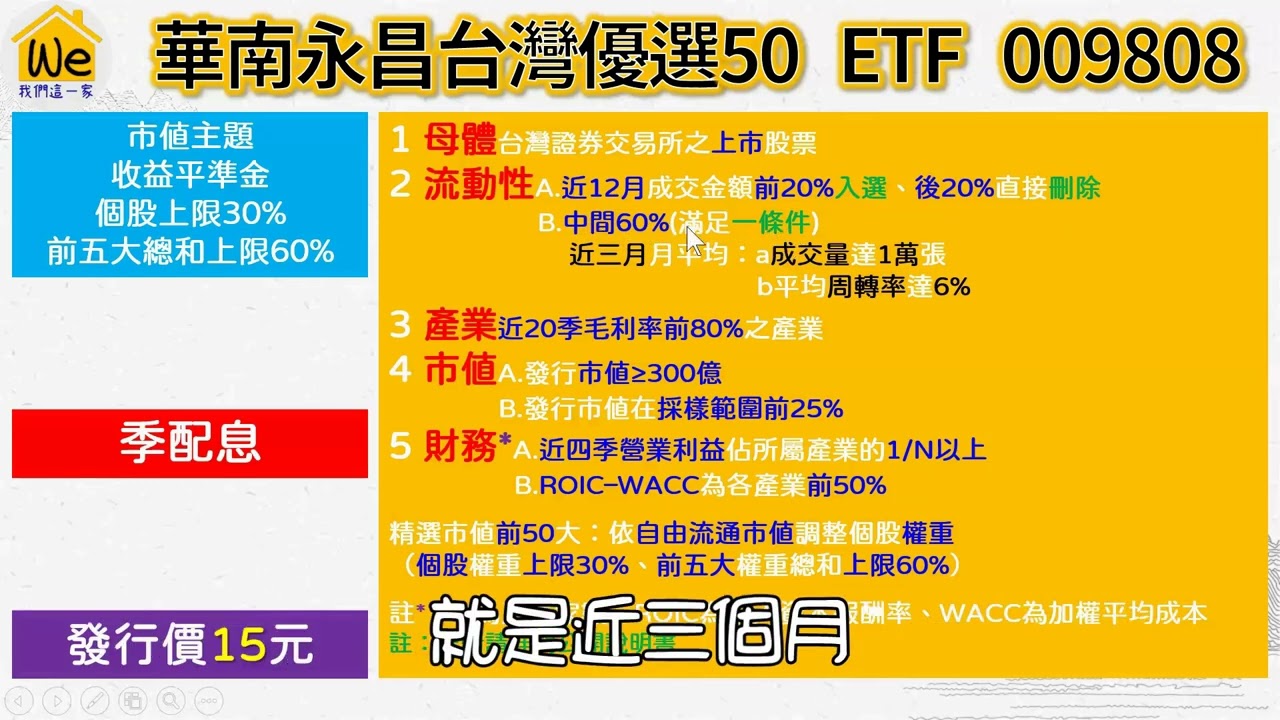 市值型ETF009808季配！華南永昌台灣優選50【直球重點版】｜我們這一家Family