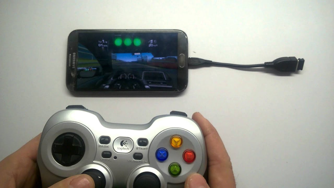 Note 2 +Realracing 3 + OTG cable + Logitech F710 gamepad