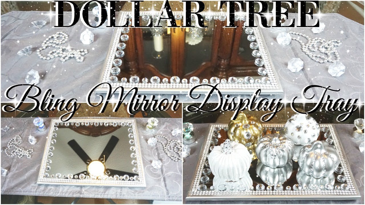 DIY DOLLAR TREE ROTATING MIRROR DISPLAY TRAY 💎 DOLLAR STORE BLING MIRROR TRAY 💎 GLAM HOME DECOR