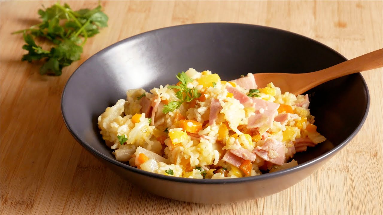 Ham and vegetable rice 🥕🥬🌶️🍚