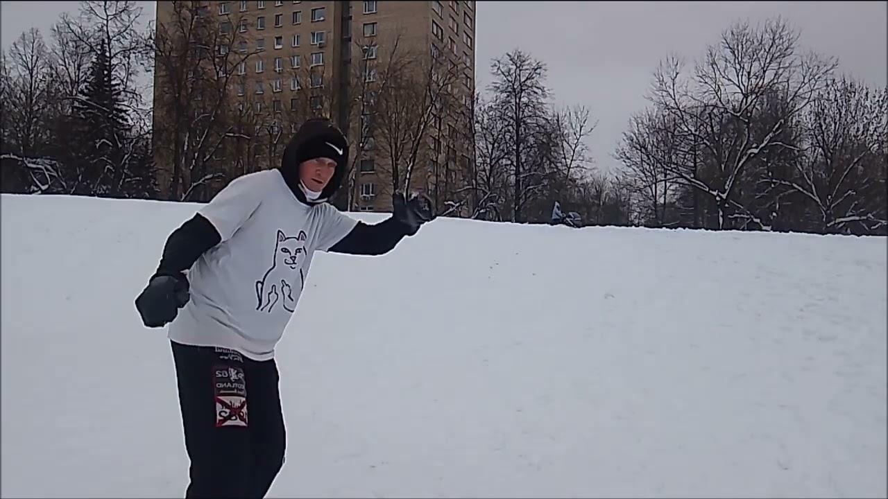 Катался на самодельном лыжном Сноускейте 