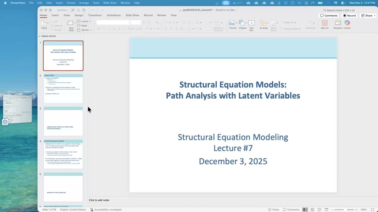 Structural Equation Modeling: Measurement and Structural Models (PSQF 6249, U Iowa, Lecture 07)